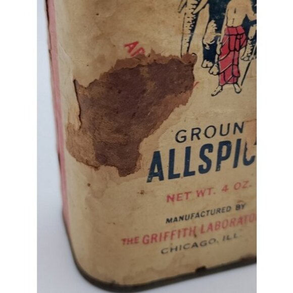 Vintage Griffith's Spice Tin Ground Allspice Elephant Chicago - Picture 7 of 15